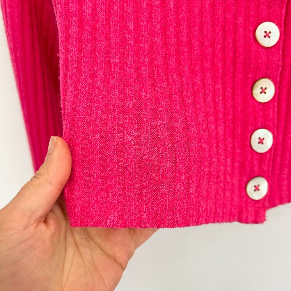Aritzia Wilfred Cropped Ribbed Long Sleeve Halo Cardigan Sweater Size S Pink - Picture 4 of 6